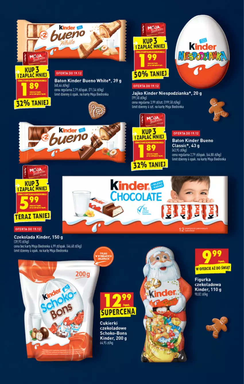 Gazetka promocyjna Biedronka - Wigilia - ważna 16.12 do 22.12.2021 - strona 27 - produkty: Baton, Cukier, Cukierki, Cukierki czekoladowe, Czekolada, Dron, Kinder, Kinder Bueno