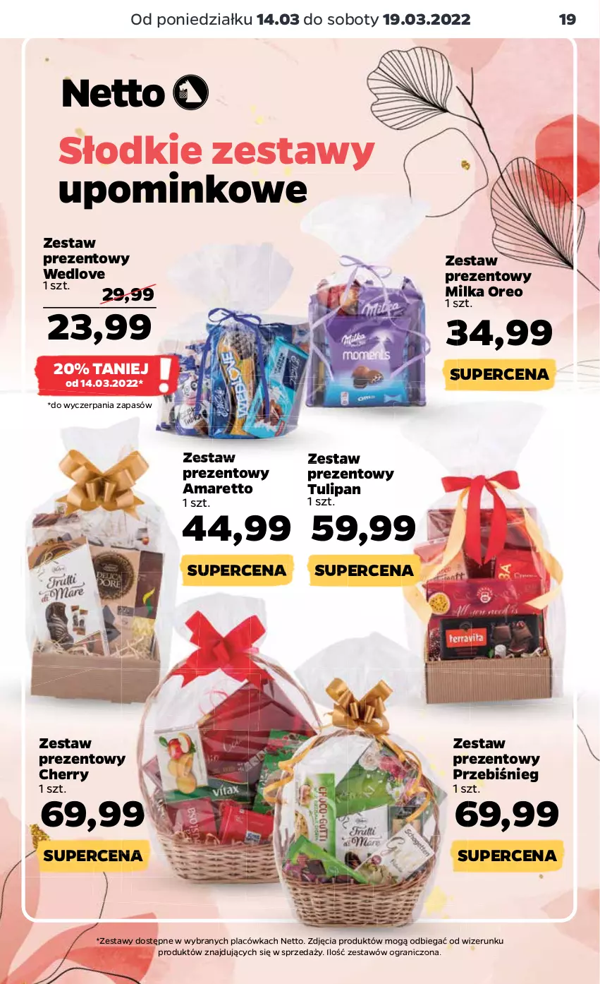 Gazetka promocyjna Netto - Gazetka spożywcza - ważna 14.03 do 19.03.2022 - strona 19 - produkty: Gra, Milka, Oreo, Tulipan, Zestaw prezentowy