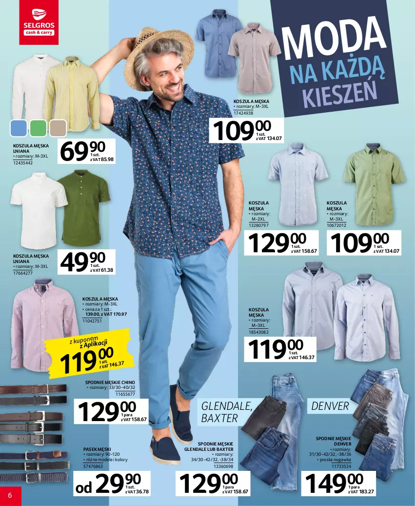 Gazetka promocyjna Selgros - Katalog Tekstylia - ważna 20.04 do 02.05.2023 - strona 6 - produkty: Kosz, Koszula, Pasek, Pasek męski, Spodnie