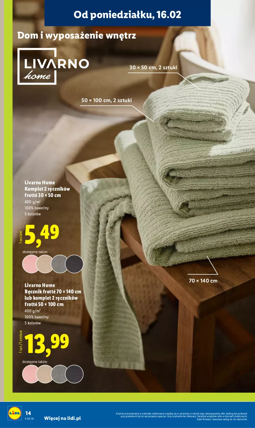 Gazetka promocyjna Lidl - GAZETKA - ważna 16.02 do 21.02.2026 - strona 14 - produkty: Ivar, Ręcznik
