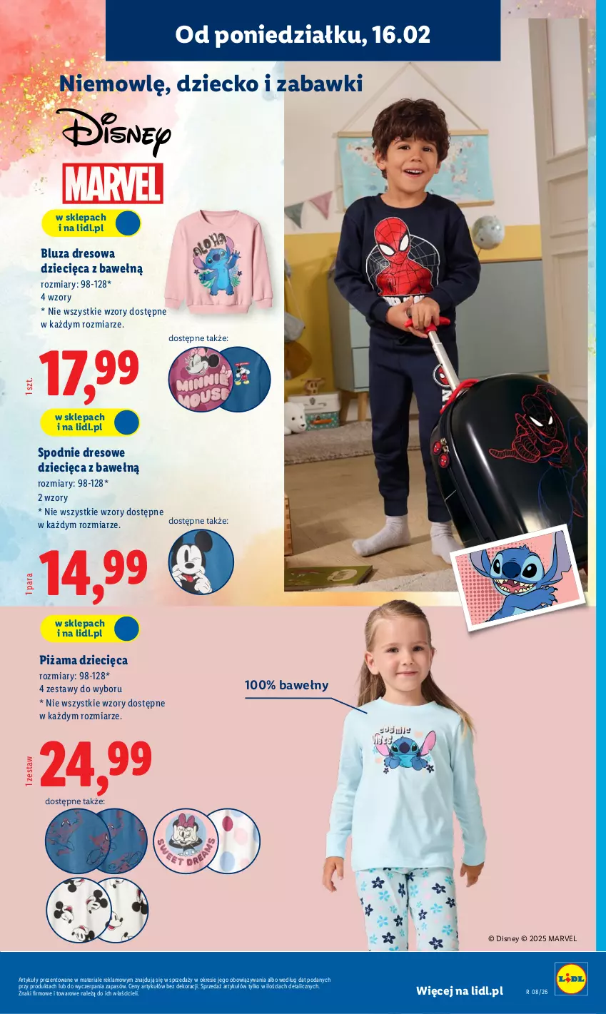 Gazetka promocyjna Lidl - GAZETKA - ważna 16.02 do 21.02.2026 - strona 21 - produkty: Bluza, Bluza dresowa, Disney, Dres, Dzieci, Piżama, Spodnie, Spodnie dresowe