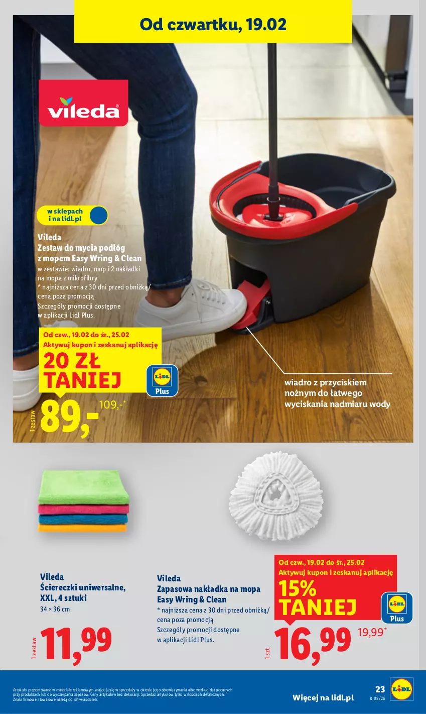 Gazetka promocyjna Lidl - GAZETKA - ważna 16.02 do 21.02.2026 - strona 27 - produkty: Mop, Noż, Vileda, Wiadro