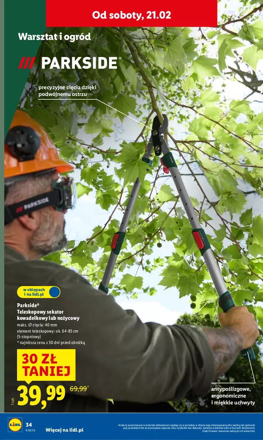 Gazetka promocyjna Lidl - GAZETKA - ważna 16.02 do 21.02.2026 - strona 38 - produkty: Noż, Ogród, Parkside, Sekator, Teleskop, Top, Uchwyty