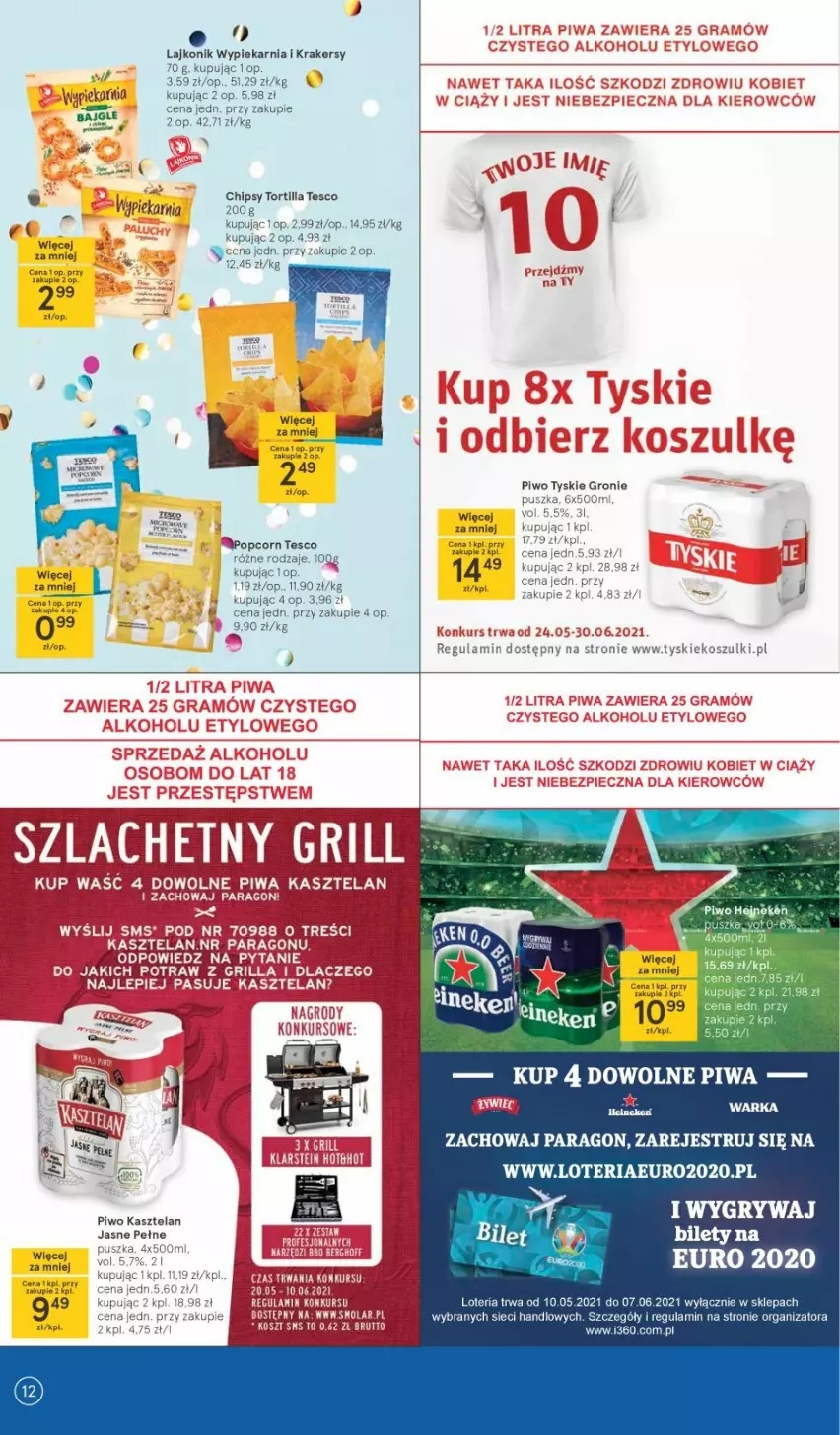 Gazetka promocyjna Tesco - Tesco gazetka - przyszły tydzień - ważna 20.05 do 26.05.2021 - strona 12 - produkty: Chipsy, Gry, Krakersy, Lajkonik, Piwo, Popcorn, Tortilla, Tyskie