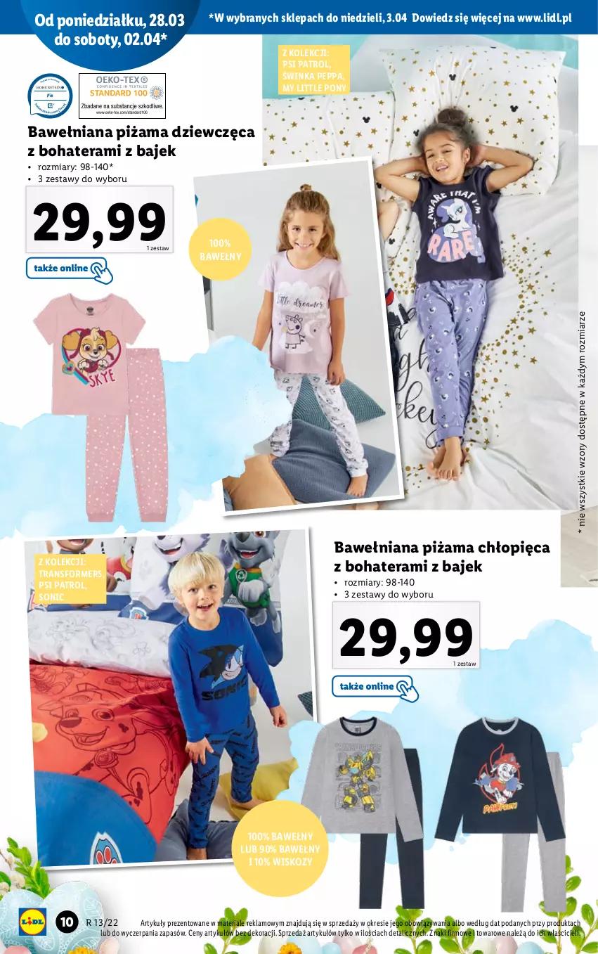 Gazetka promocyjna Lidl - GAZETKA - ważna 28.03 do 03.04.2022 - strona 10 - produkty: Inka, My Little Pony, Piżama, Psi Patrol, Tera, Tran, Transformers