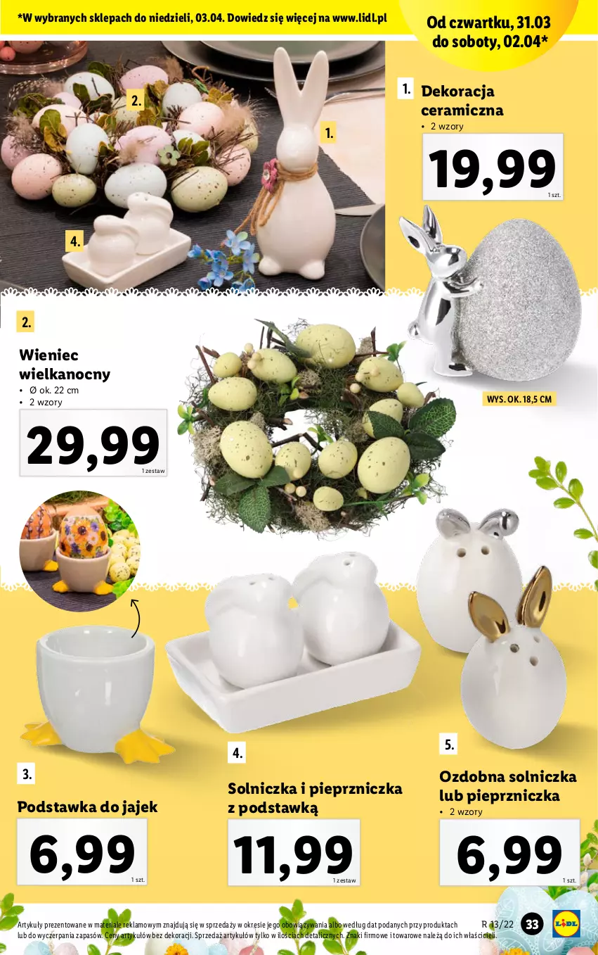 Gazetka promocyjna Lidl - GAZETKA - ważna 28.03 do 03.04.2022 - strona 33 - produkty: Pieprz, Pieprzniczka, Solniczka, Wieniec, Znicz