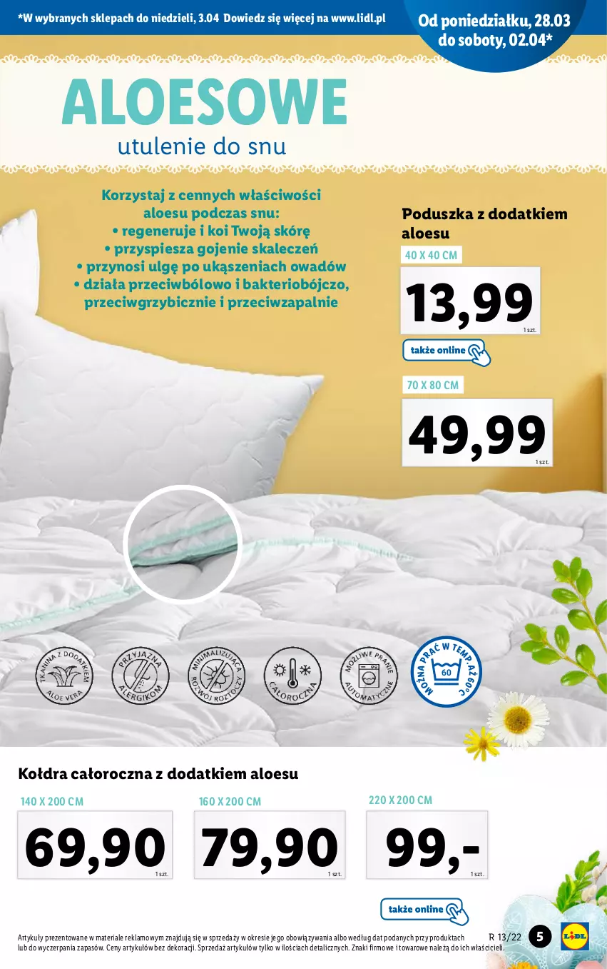 Gazetka promocyjna Lidl - GAZETKA - ważna 28.03 do 03.04.2022 - strona 5 - produkty: BIC, Kołdra, LG, Poduszka