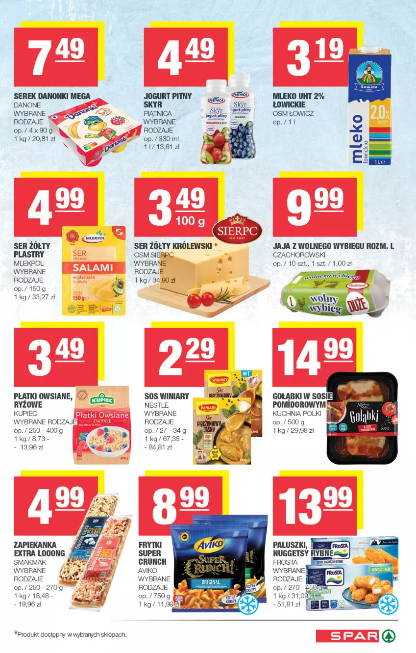 Gazetka promocyjna Spar - Spar - ważna 25.02 do 06.03.2024 - strona 3 - produkty: Danone, Danonki, Frosta, Frytki, Jaja, Jaja z wolnego wybiegu, Jogurt, Jogurt pitny, Królewski, Kuchnia, Kupiec, Mleko, Piątnica, Piec, Płatki owsiane, Ryż, Ser, Serek, Sos, Winiary, Zapiekanka