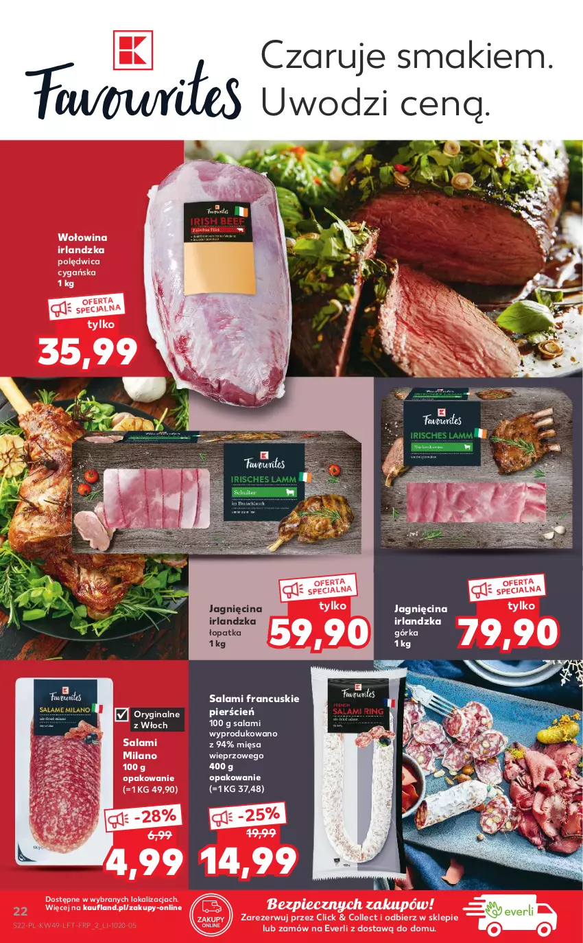 Gazetka promocyjna Kaufland - OFERTA TYGODNIA - ważna 09.12 do 15.12.2021 - strona 22 - produkty: Cień, Gin, Piec, Polędwica, Salami, Wołowina