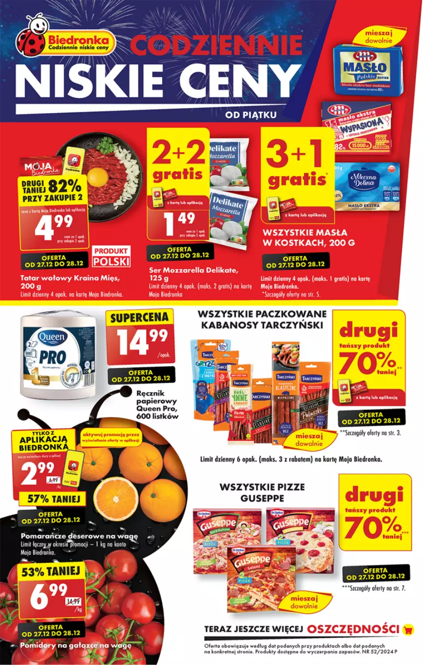 Gazetka promocyjna Biedronka - Od czwartku - ważna 02.01 do 08.01.2025 - strona 1 - produkty: Deser, Dron, Feta, Kabanos, Kret, Papier, Pomarańcze, Ręcznik, Ser, Tarczyński, Tera