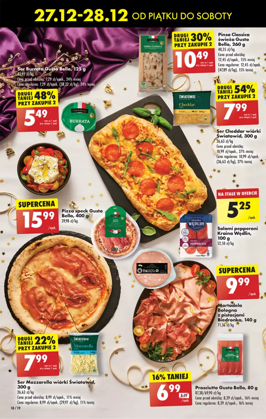 Gazetka promocyjna Biedronka - Od czwartku - ważna 02.01 do 08.01.2025 - strona 18 - produkty: Bell, Cheddar, Dron, Mozzarella, Pizza, Prosciutto, Salami, Ser