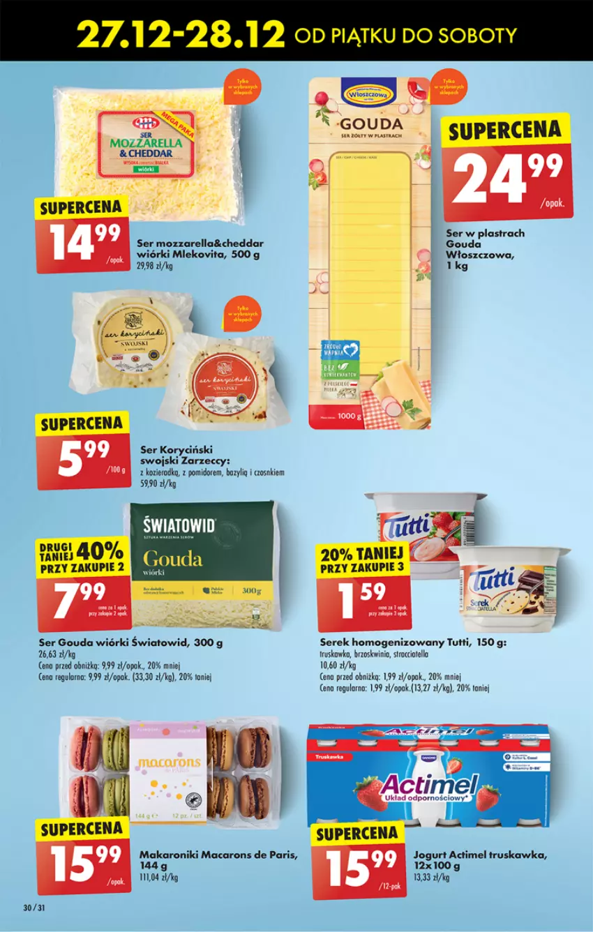 Gazetka promocyjna Biedronka - Od czwartku - ważna 02.01 do 08.01.2025 - strona 34 - produkty: Actimel, Bazyl, Cheddar, Fa, Gouda, Jogurt, Makaron, Mleko, Mozzarella, Ser, Serek, Serek homogenizowany