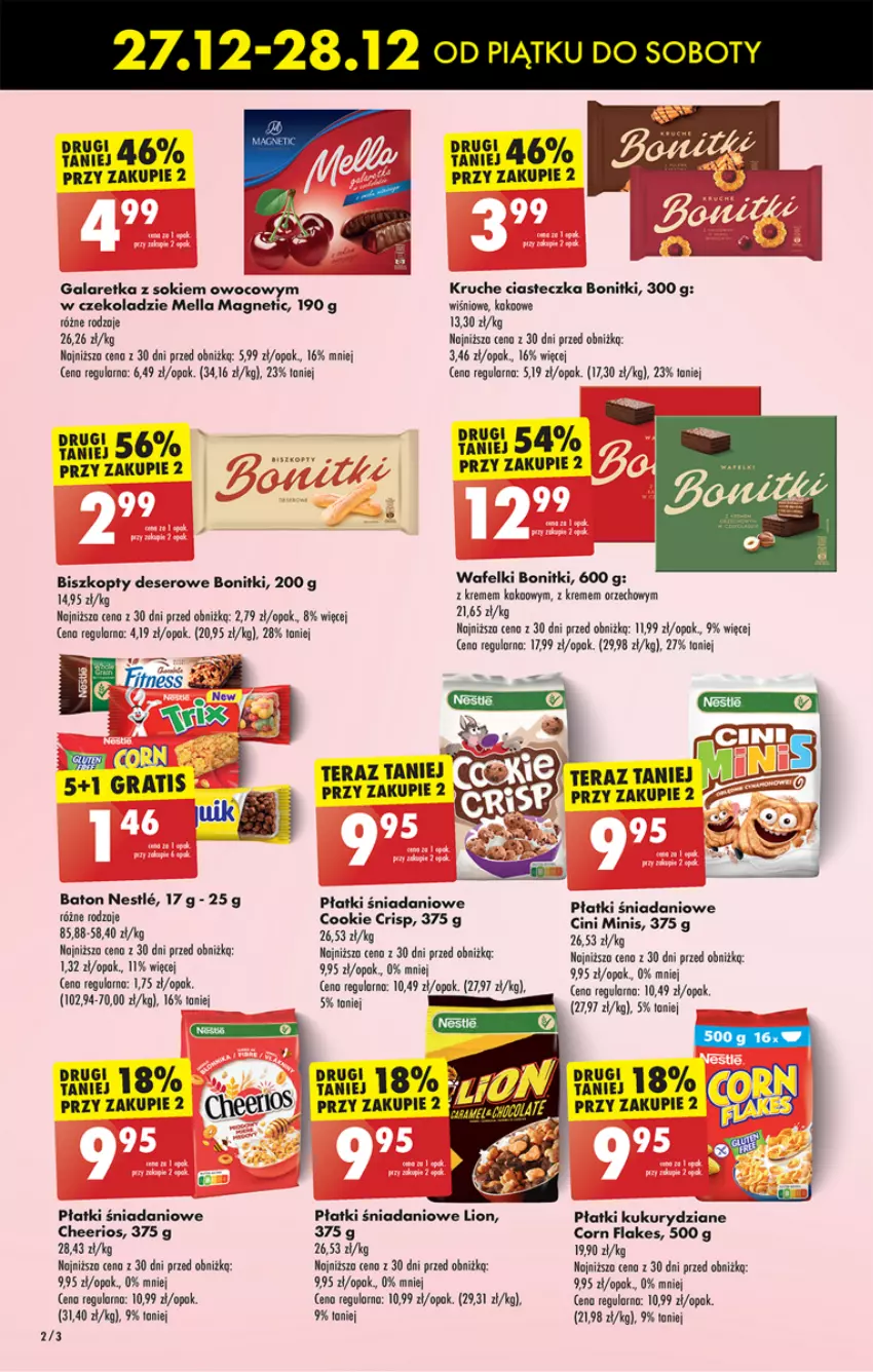 Gazetka promocyjna Biedronka - Od czwartku - ważna 02.01 do 08.01.2025 - strona 40 - produkty: Baton, Biszkopty, Bonitki, Cheerios, Cini Minis, Corn flakes, Danio, Deser, Gala, Galaretka, Lion, Ser, Sok, Tera