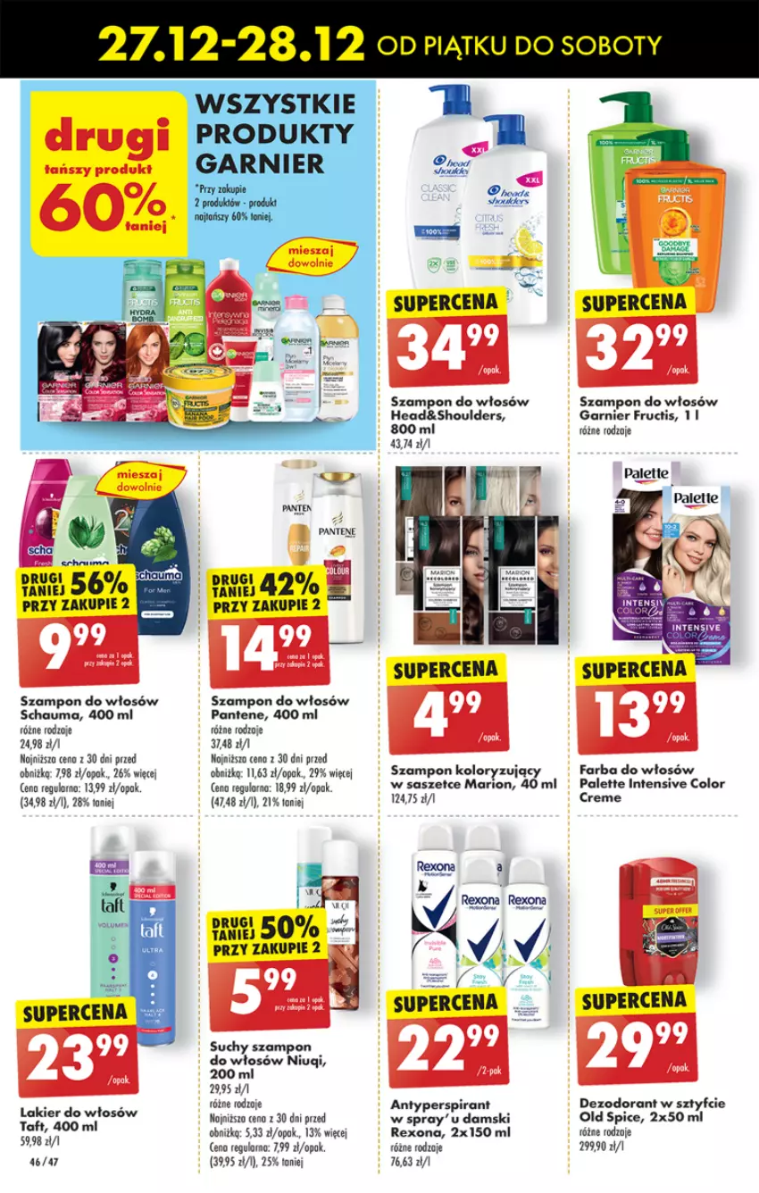 Gazetka promocyjna Biedronka - Od czwartku - ważna 02.01 do 08.01.2025 - strona 56 - produkty: Antyperspirant, Color Creme, Dezodorant, Fa, Farba do włosów, Fructis, Garnier, Lakier, Lakier do włosów, Niuqi, Old Spice, Palette, Pantene, Rexona, Schauma, Suchy szampon, Szampon, Taft