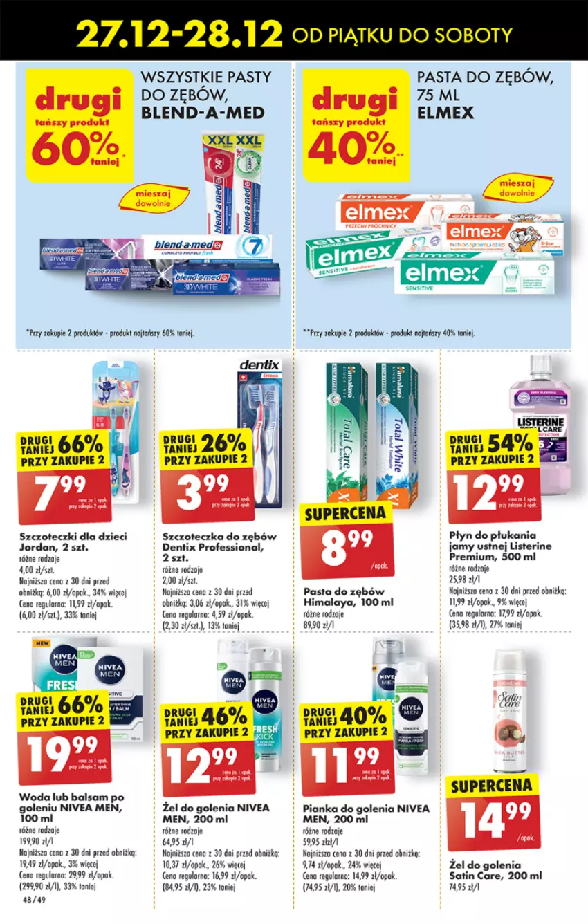 Gazetka promocyjna Biedronka - Od czwartku - ważna 02.01 do 08.01.2025 - strona 58 - produkty: Balsam po goleniu, Blend-a-Med, Dzieci, Elmex, Himalaya, Listerine, Nivea, Nivea Men, Pasta do zębów, Pianka do golenia, Płyn do płukania, Sati, Szczoteczka, Szczoteczka do zębów, Woda