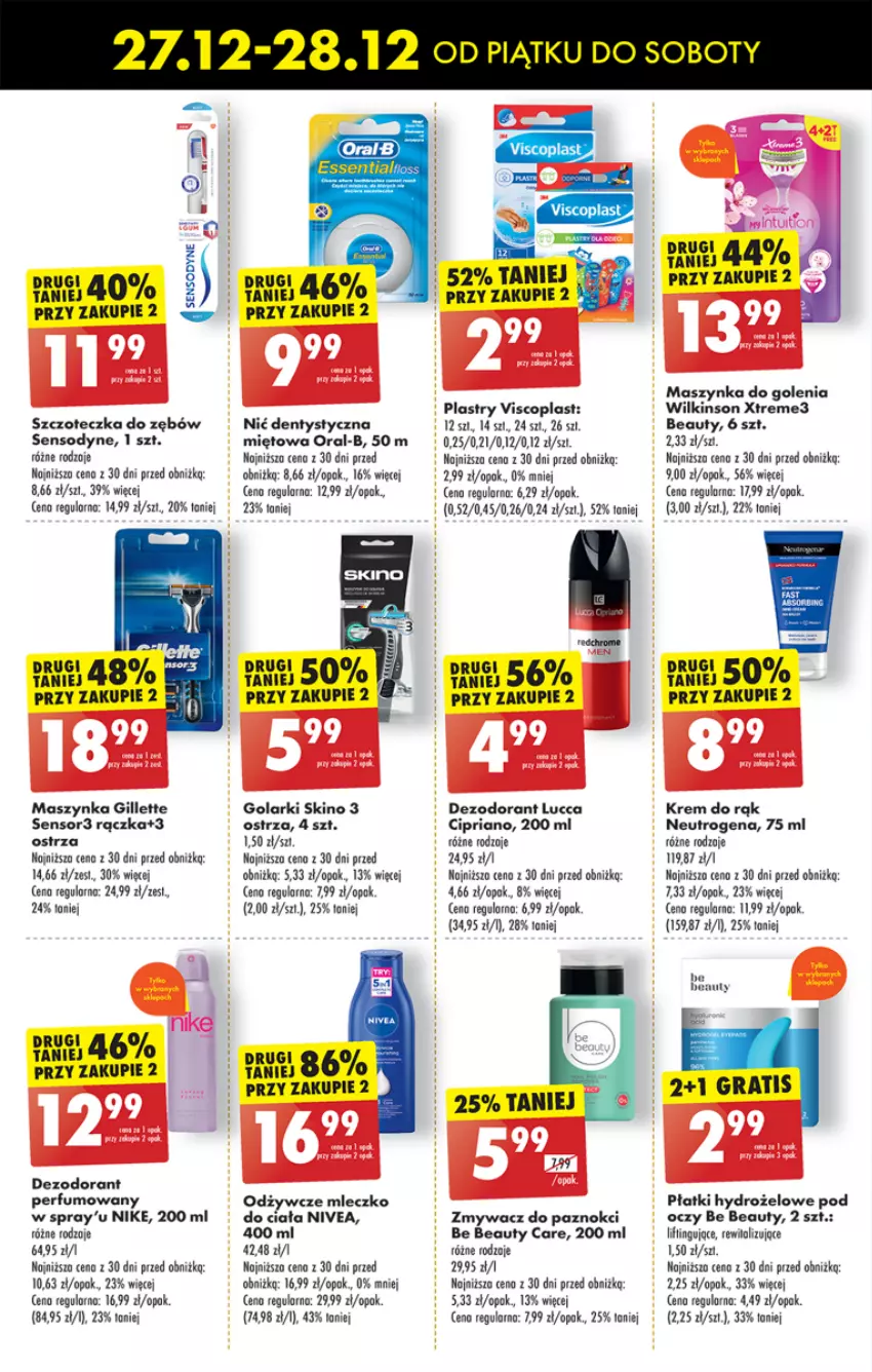 Gazetka promocyjna Biedronka - Od czwartku - ważna 02.01 do 08.01.2025 - strona 61 - produkty: Be Be, Dezodorant, Gillette, Gra, Krem do rąk, Maszynka, Maszynka do golenia, Mleczko, Mleczko do ciała, Mus, Neutrogena, Nić dentystyczna, Nike, Nivea, Perfum, Sensodyne, Szczoteczka, Szczoteczka do zębów, Szynka, Viscoplast, Zmywacz do paznokci