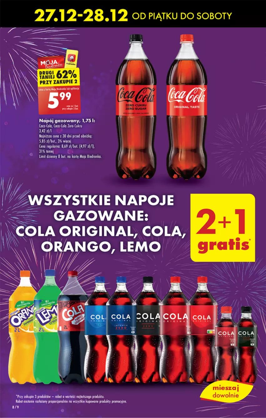 Gazetka promocyjna Biedronka - Od czwartku - ważna 02.01 do 08.01.2025 - strona 8 - produkty: Coca-Cola, Dron, Fa, Gin, Napój, Napój gazowany, Napoje