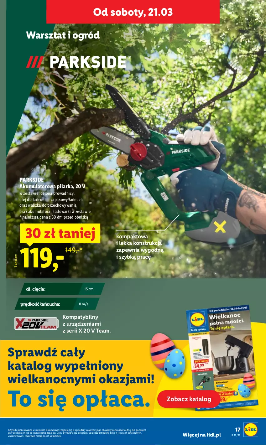 Gazetka promocyjna Lidl - GAZETKA - ważna 19.03 do 21.03.2026 - strona 17 - produkty: Akumulator, Ogród, Olej, Parkside, Ser, Walizka