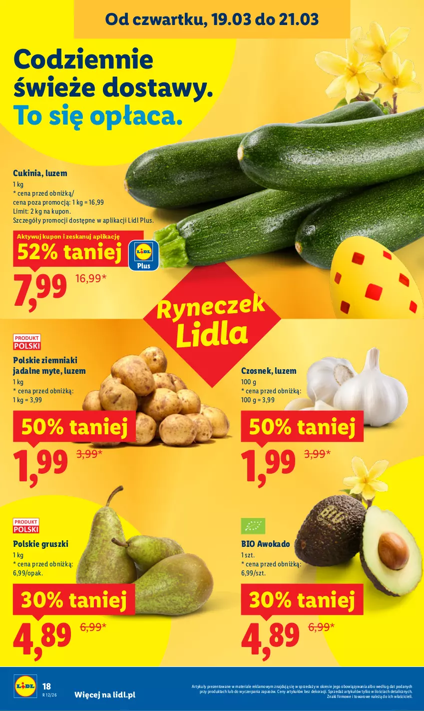 Gazetka promocyjna Lidl - GAZETKA - ważna 19.03 do 21.03.2026 - strona 18 - produkty: Czosnek, Gruszki, Ziemniaki