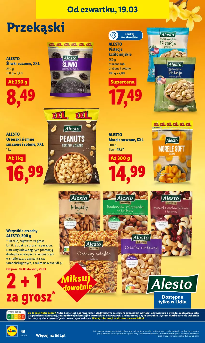 Gazetka promocyjna Lidl - GAZETKA - ważna 19.03 do 21.03.2026 - strona 46 - produkty: Orzeszki, Orzeszki ziemne, Pistacje