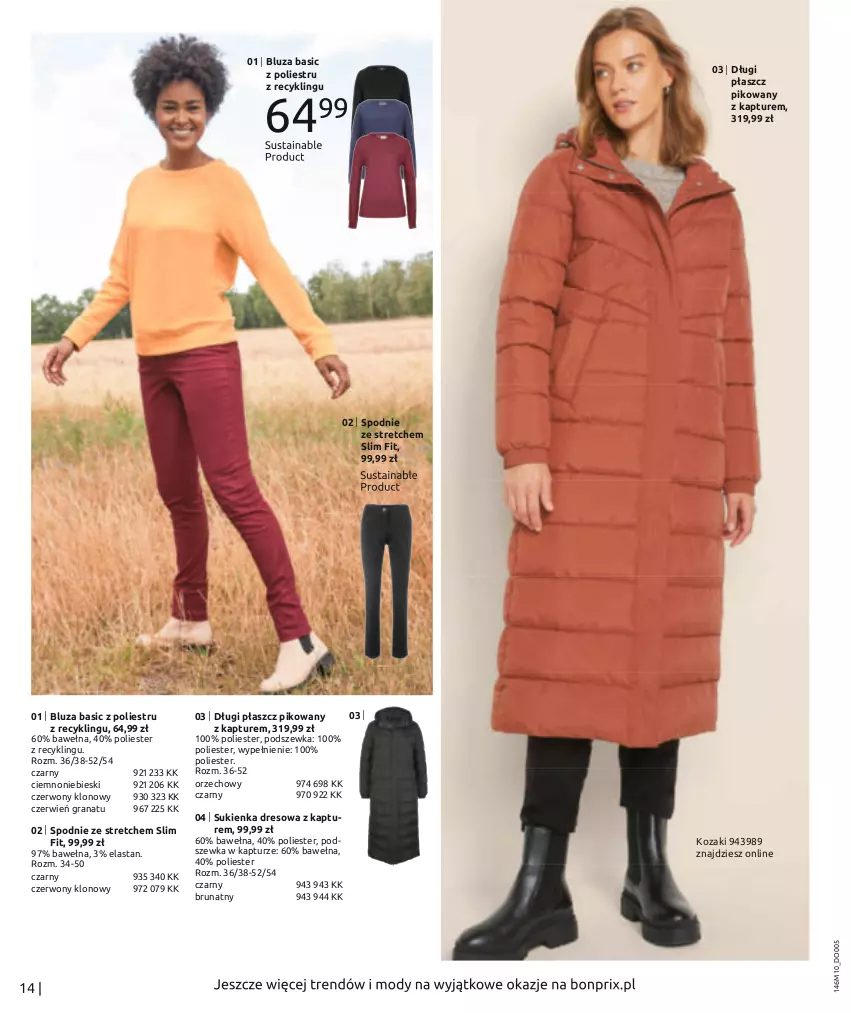 Gazetka promocyjna Bonprix - Zimowe klimaty - ważna 24.10.2022 do 24.04.2023 - strona 16 - produkty: Bluza, Dres, Gra, Granat, Kozaki, Płaszcz, Spodnie, Sukienka, Wełna