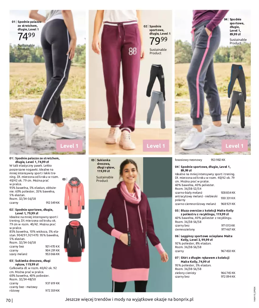 Gazetka promocyjna Bonprix - Zimowe klimaty - ważna 24.10.2022 do 24.04.2023 - strona 72 - produkty: Bluza, Dres, Gin, Legginsy, Pasek, Por, Sos, Spodnie, Spodnie sportowe, Sport, Sukienka, Wełna