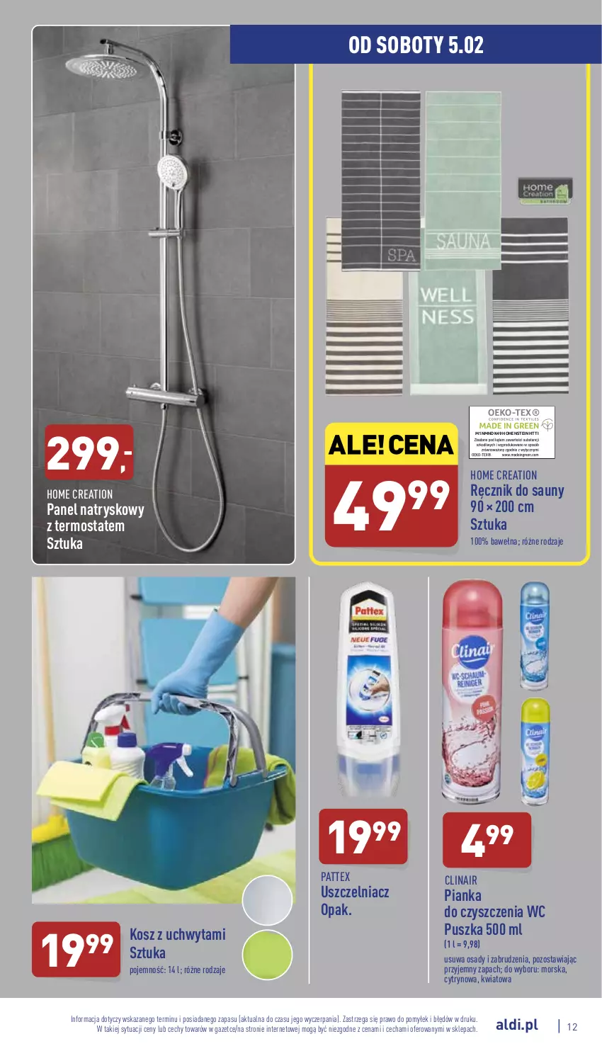 Gazetka promocyjna Aldi - Katalog Moda i Dom - ważna 02.02 do 06.02.2022 - strona 12 - produkty: Clin, Kosz, Pianka do czyszczenia, Ręcznik, Termos, Wełna