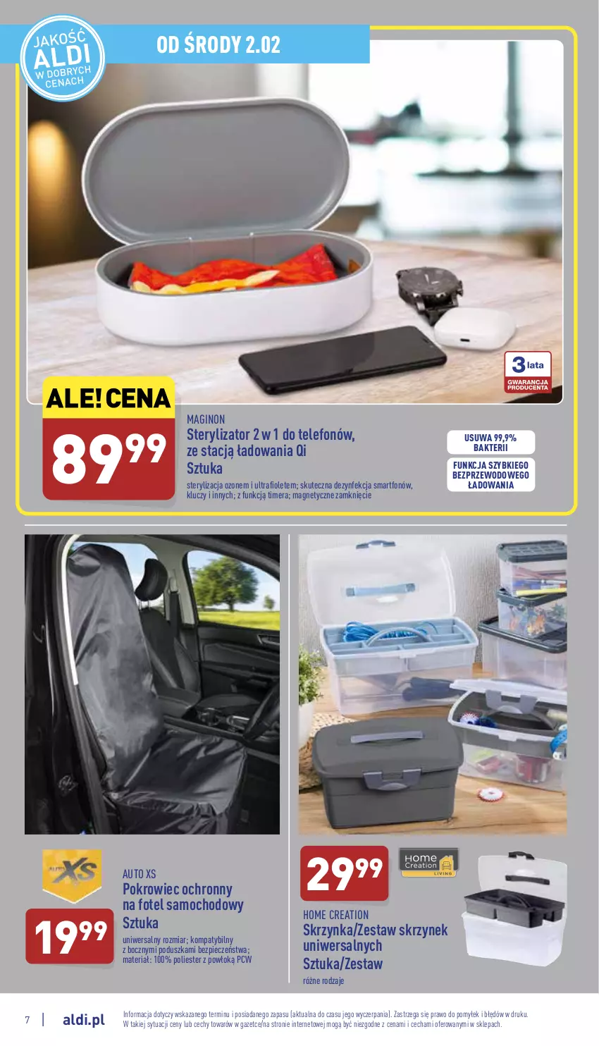 Gazetka promocyjna Aldi - Katalog Moda i Dom - ważna 02.02 do 06.02.2022 - strona 7 - produkty: Dezynfekcja, Fotel, Gin, Piec, Poduszka, Pokrowiec, Smartfon, Sterylizator, Telefon