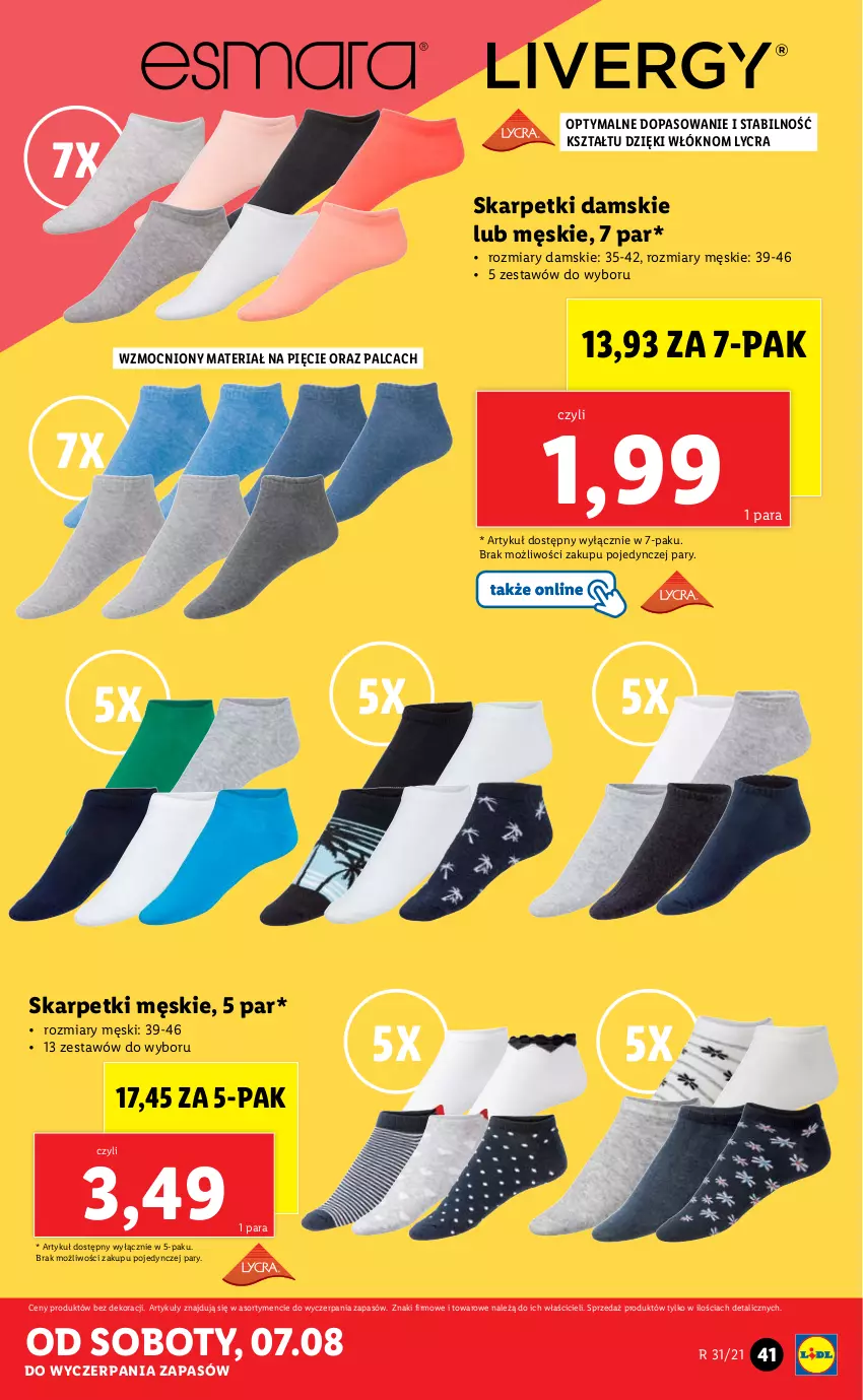 Gazetka promocyjna Lidl - GAZETKA - ważna 02.08 do 07.08.2021 - strona 41 - produkty: Karp, Skarpetki