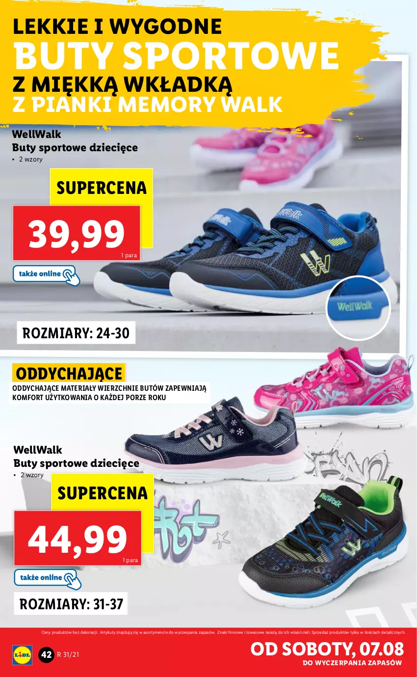 Gazetka promocyjna Lidl - GAZETKA - ważna 02.08 do 07.08.2021 - strona 42 - produkty: Buty, Dzieci, Por, Sport