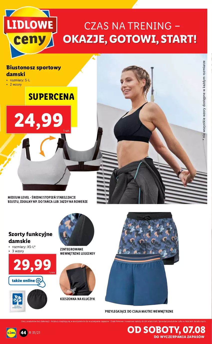 Gazetka promocyjna Lidl - GAZETKA - ważna 02.08 do 07.08.2021 - strona 44 - produkty: Biustonosz, Gin, Legginsy, Majtki, Por, Rower, Sport, Szorty, Top