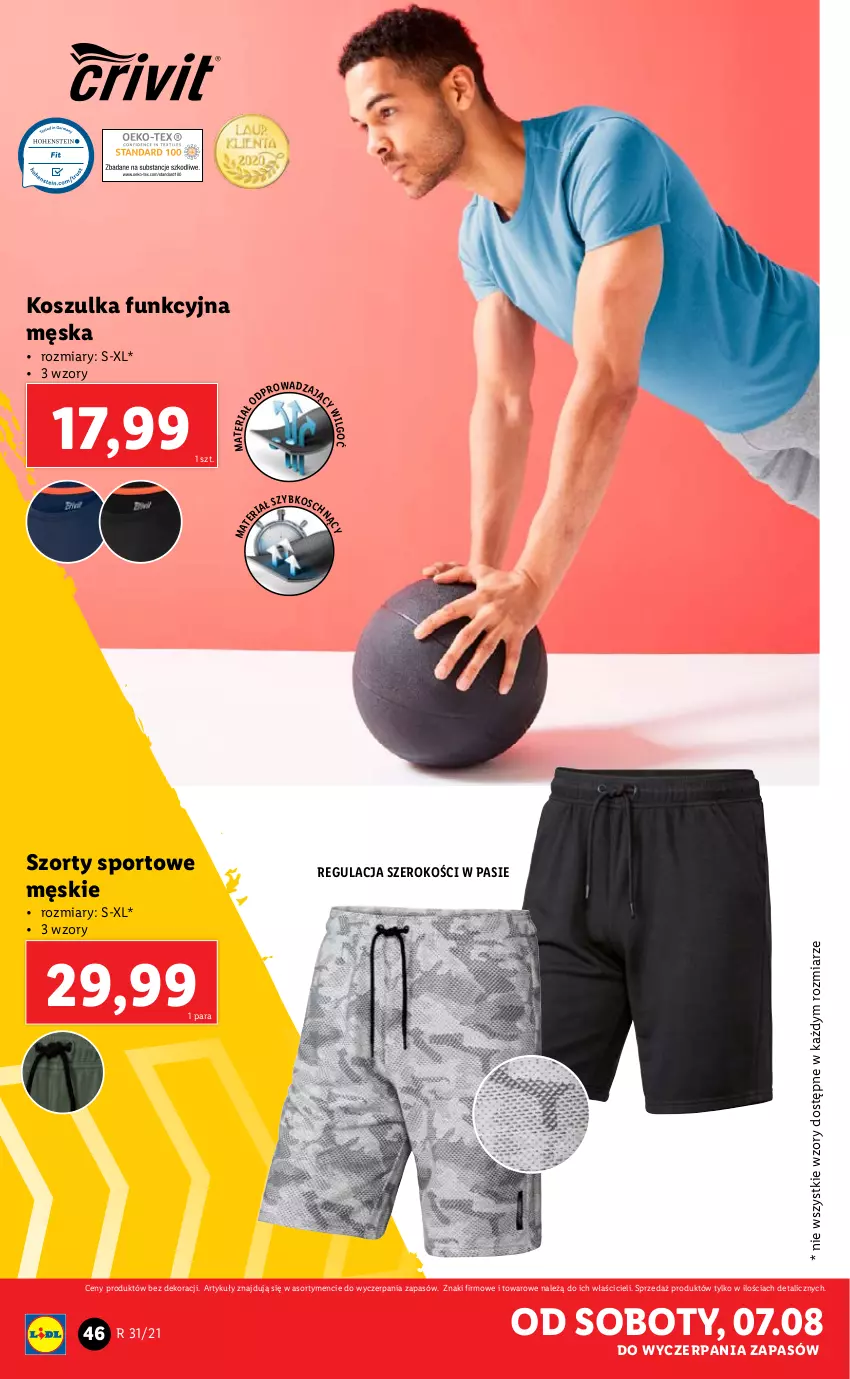 Gazetka promocyjna Lidl - GAZETKA - ważna 02.08 do 07.08.2021 - strona 46 - produkty: Kosz, Koszulka, Koszulka funkcyjna, LG, Por, Sport, Szorty