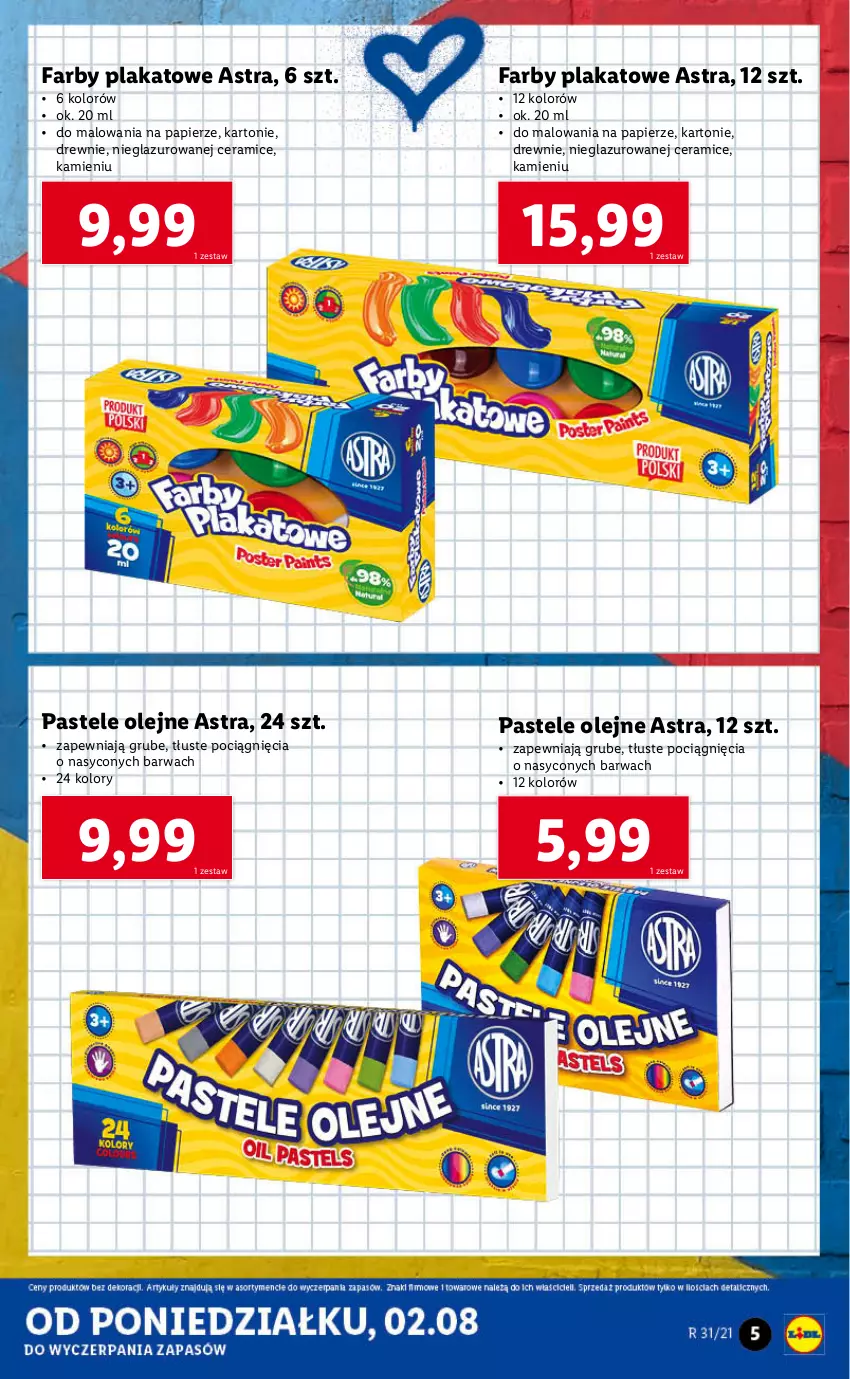 Gazetka promocyjna Lidl - GAZETKA - ważna 02.08 do 07.08.2021 - strona 5 - produkty: Fa, Lazur, O nas, Olej, Papier, Pastele olejne, Pociąg