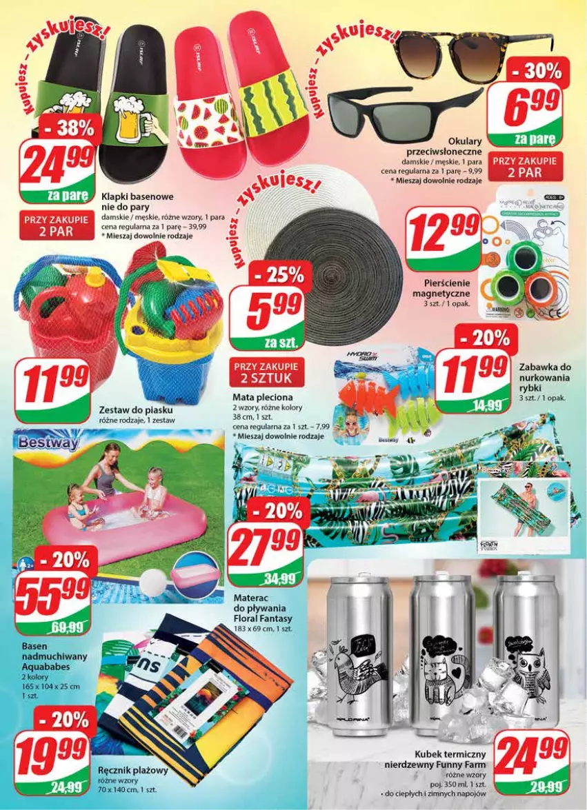 Gazetka promocyjna Dino - Gazetka - ważna 13.07 do 19.07.2022 - strona 18 - produkty: Fa, Flora, Klapki, Kubek, Kubek termiczny, Materac, Tera, Zabawka