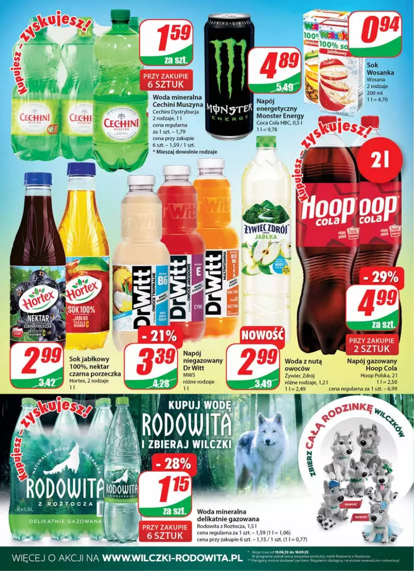 Gazetka promocyjna Dino - Gazetka - ważna 13.07 do 19.07.2022 - strona 2 - produkty: Hoop, Hortex, Mus, Napój, Napój gazowany, Nektar, Por, Sok, Sok jabłkowy, Szyna, Woda, Woda mineralna, Wosana