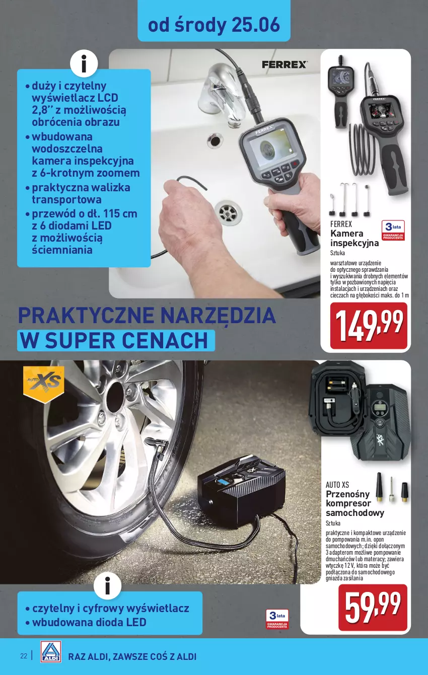 Gazetka promocyjna Aldi - Pełna oferta - ważna 23.06 do 29.06.2025 - strona 22 - produkty: Kamera, Kompresor, Materac, Obraz, Por, Przewód, Silan, Sport, Tera, Tran, Walizka