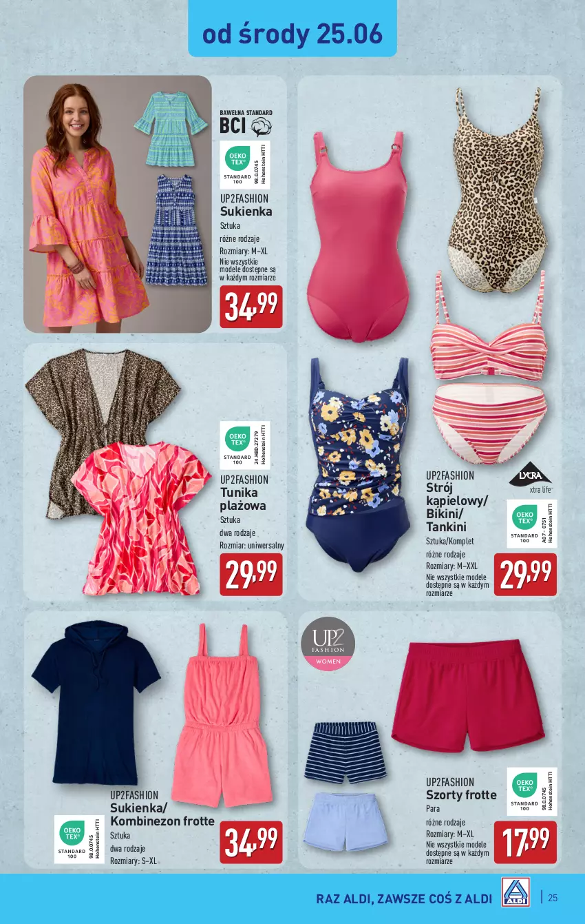 Gazetka promocyjna Aldi - Pełna oferta - ważna 23.06 do 29.06.2025 - strona 25 - produkty: Bikini, Fa, Kombinezon, Strój kąpielowy, Sukienka, Szorty, Tunika