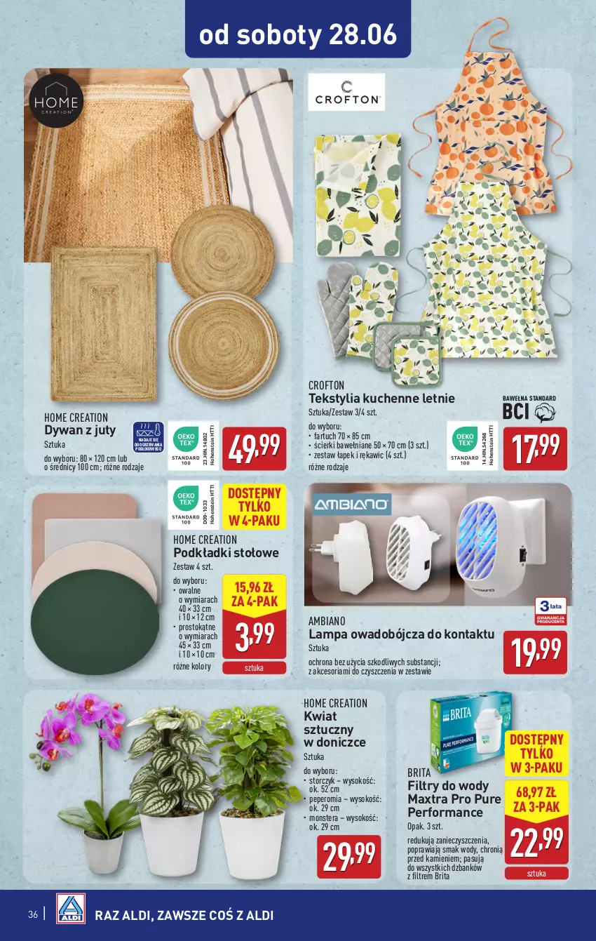 Gazetka promocyjna Aldi - Pełna oferta - ważna 23.06 do 29.06.2025 - strona 36 - produkty: Brit, Brita, Dywan, Fa, Lampa, Podkład, Pur, Sok, Storczyk, Tera
