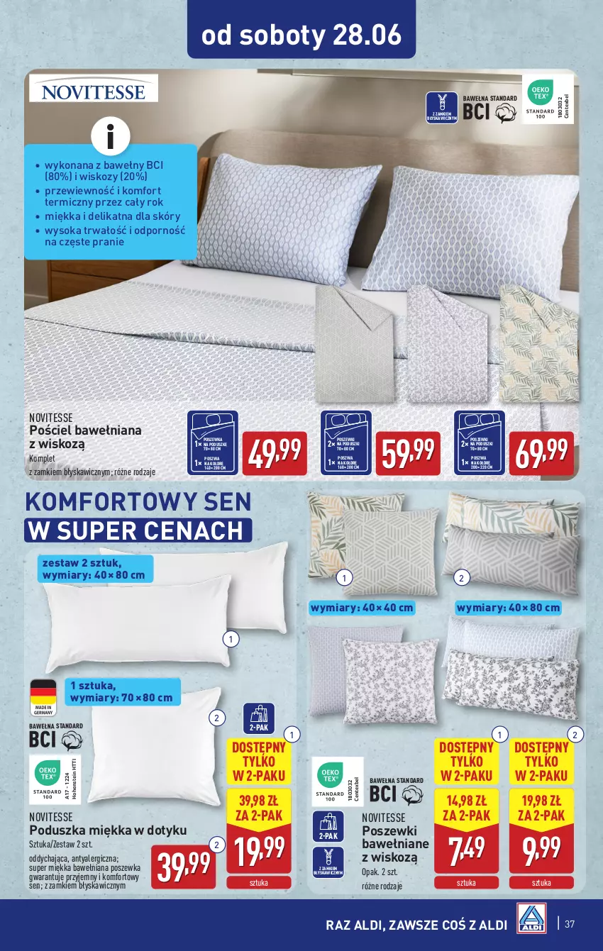 Gazetka promocyjna Aldi - Pełna oferta - ważna 23.06 do 29.06.2025 - strona 37 - produkty: Poduszka, Por, Pościel, Poszewka, Sok