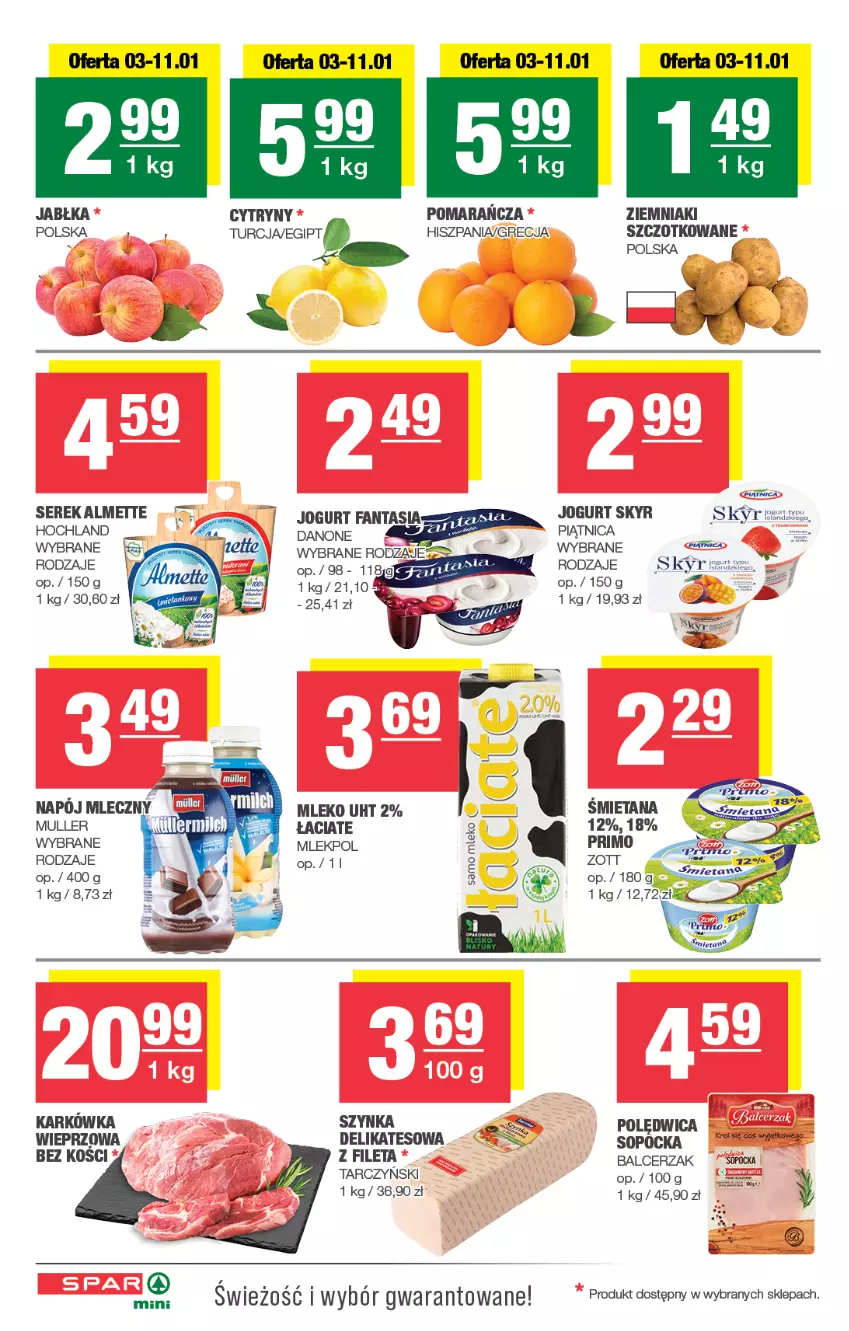 Gazetka promocyjna Spar - Spar-Mini - ważna 01.01 do 11.01.2025 - strona 2 - produkty: Almette, Cytryny, Fa, Fanta, Hochland, Jabłka, Jogurt, Mleko, Piątnica, Polędwica, Ser, Serek, Szynka, Tarczyński, Ziemniaki, Zott