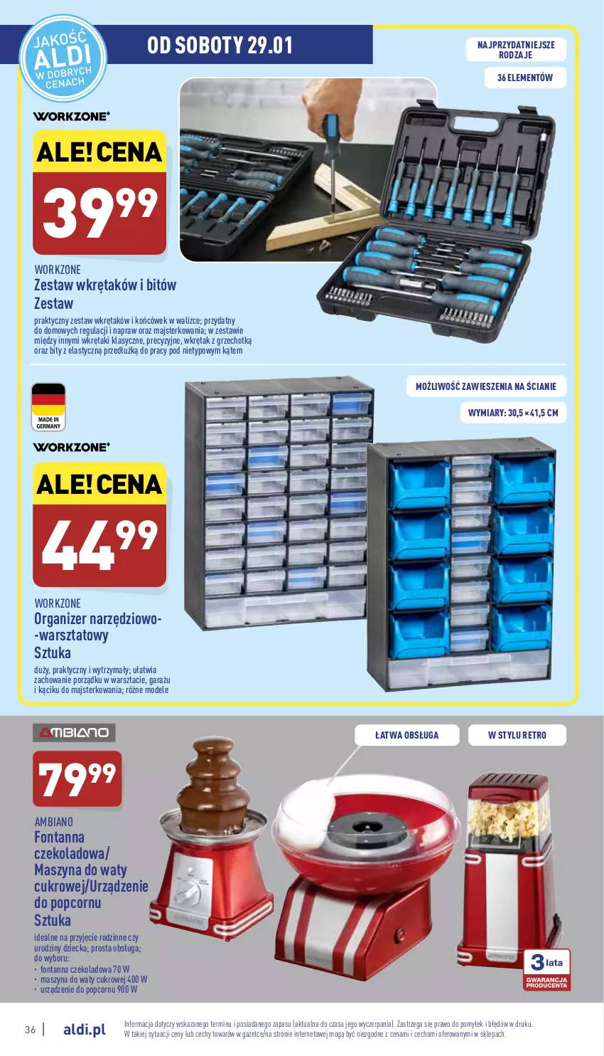 Gazetka promocyjna Aldi - Pełny katalog - ważna 24.01 do 30.01.2022 - strona 36 - produkty: Garaż, Organizer, Popcorn, Por, Szyna, Wkręt, Zestaw wkrętaków