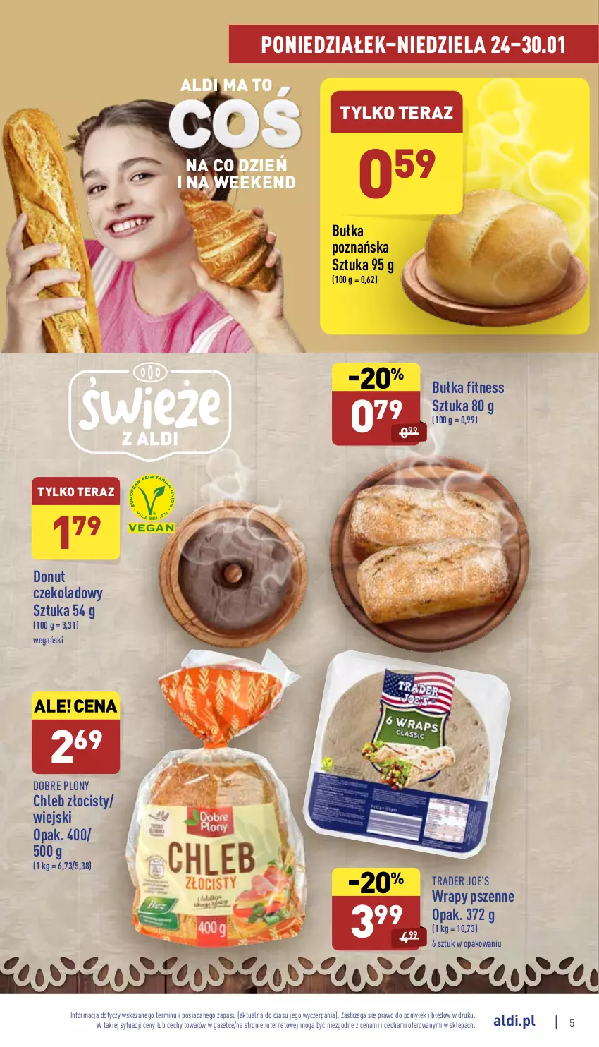 Gazetka promocyjna Aldi - Pełny katalog - ważna 24.01 do 30.01.2022 - strona 5 - produkty: Bułka, Bułka fitness, Chleb, Donut, Tera