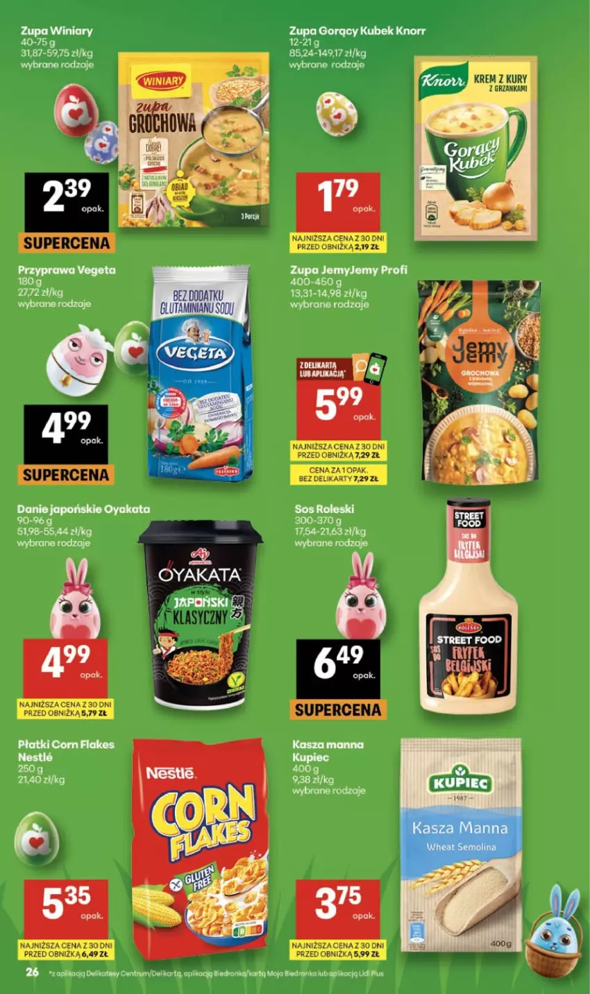 Gazetka promocyjna Delikatesy Centrum - Franczyza DC13 Czwartek - ważna 26.03 do 01.04.2026 - strona 26 - produkty: Corn flakes, Dron, Kasza, Knorr, Kubek, Kupiec, LG, Piec, Sos, Vegeta, Zupa
