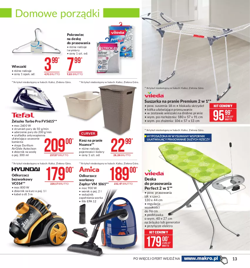 Gazetka promocyjna Makro - [Oferta promocyjna] Artykuły przemysłowe - ważna 09.02 do 22.02.2021 - strona 13 - produkty: Deska do prasowania, Kosz, Odkurzacz, Orka, Pokrowiec, Pokrowiec na deskę, Por, Rum, Sok, Suszarka, Suszarka na pranie, Top, Wieszak