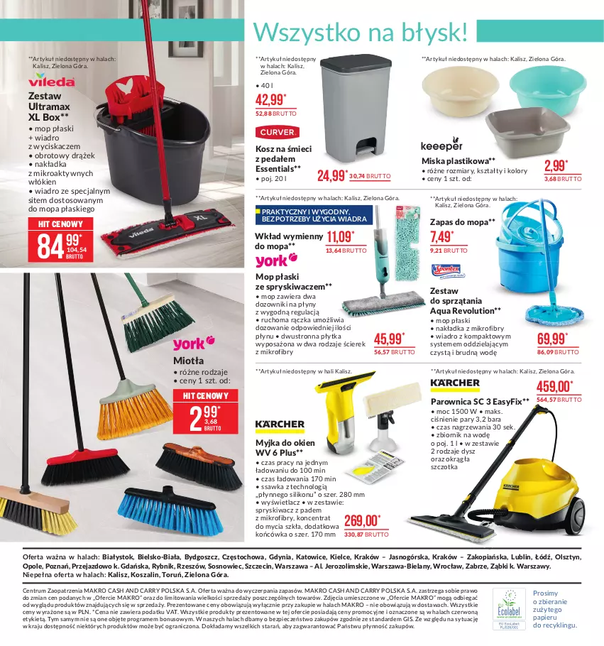 Gazetka promocyjna Makro - [Oferta promocyjna] Artykuły przemysłowe - ważna 09.02 do 22.02.2021 - strona 14 - produkty: Dozownik, Gra, Kosz, Miotła, Miska, Mop, Myjka do okien, Papier, Parownica, Piec, Płytka, Rama, Rum, Sos, Szal, Szczotka, Wiadro, Wiadro z wyciskaczem