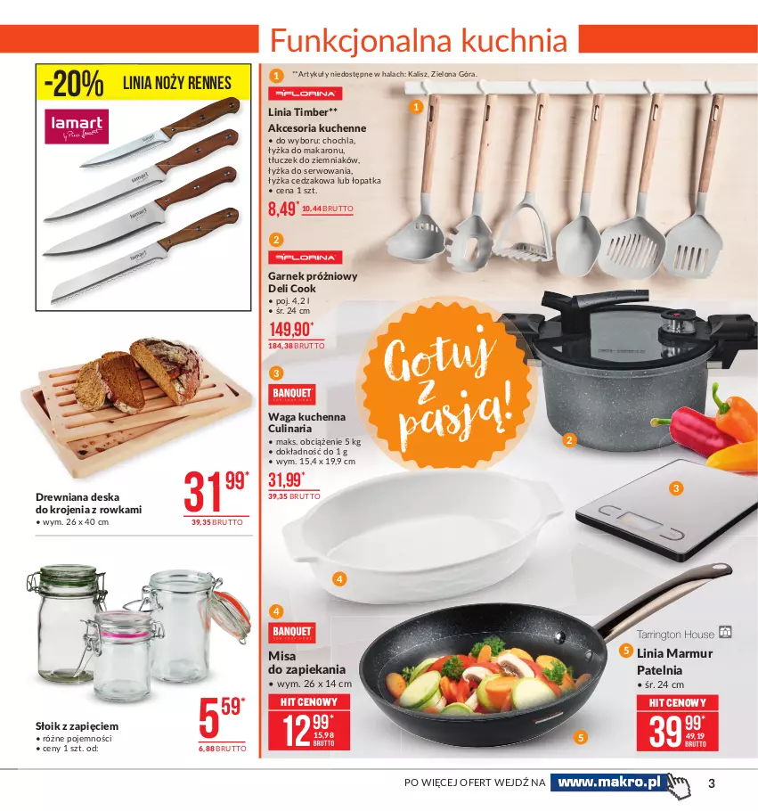 Gazetka promocyjna Makro - [Oferta promocyjna] Artykuły przemysłowe - ważna 09.02 do 22.02.2021 - strona 3 - produkty: Cedzak, Deska do krojenia, Garnek, Kuchnia, Makaron, Noż, Patelnia, Ser, Tłuczek, Waga