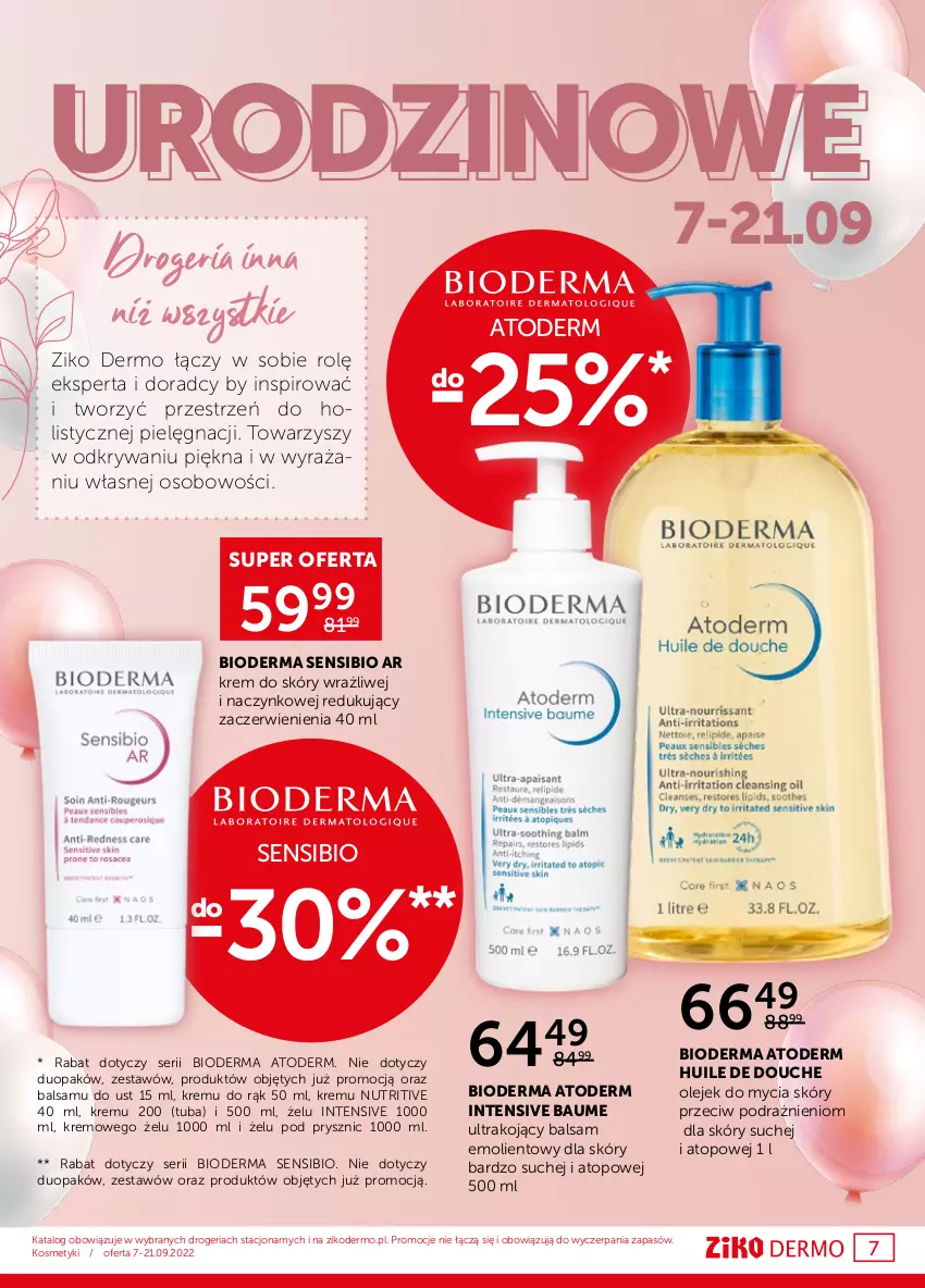 Gazetka promocyjna Ziko - Gazetka Ziko Dermo - ważna 07.09 do 21.09.2022 - strona 7 - produkty: Atoderm, Bioderma, Olej, Ser, Top