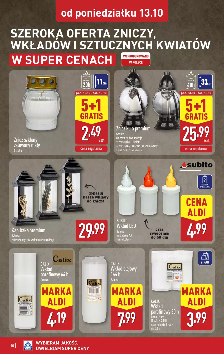 Gazetka promocyjna Aldi - Oferta weekendowa - ważna 16.10 do 18.10.2025 - strona 10 - produkty: Gra, Olej, Ser, Wkład olejowy, Znicz