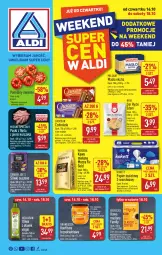 Gazetka promocyjna Aldi - Oferta weekendowa - Gazetka - ważna od 18.10 do 18.10.2025 - strona 1 - produkty: Kurczak, Rycki Edam, Ser, Gin, Gra, Papier, Bell, Mięsne specjały, Kawa mielona, Kawa, Papier toaletowy, Konfitura, Czekolada, Edam, Mocca Fix Gold, Oliwa z oliwek, Bella, Woseba, Masło, Pomidory, Fa