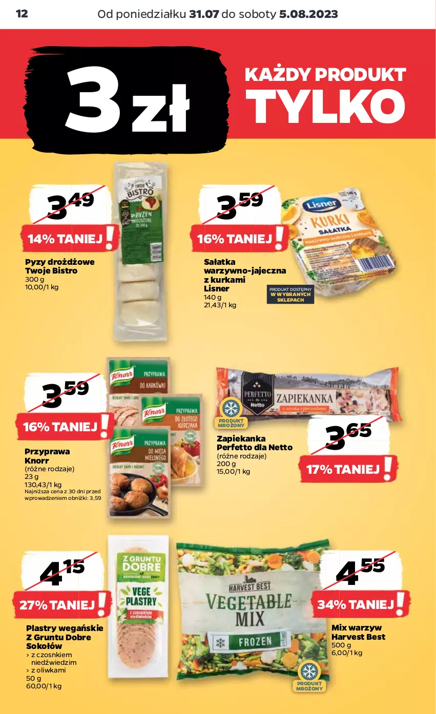 Gazetka promocyjna Netto - Artykuły spożywcze - ważna 31.07 do 05.08.2023 - strona 12 - produkty: Grunt, Knorr, Lisner, Sałat, Sałatka, Sok, Sokołów, Z gruntu dobre, Zapiekanka